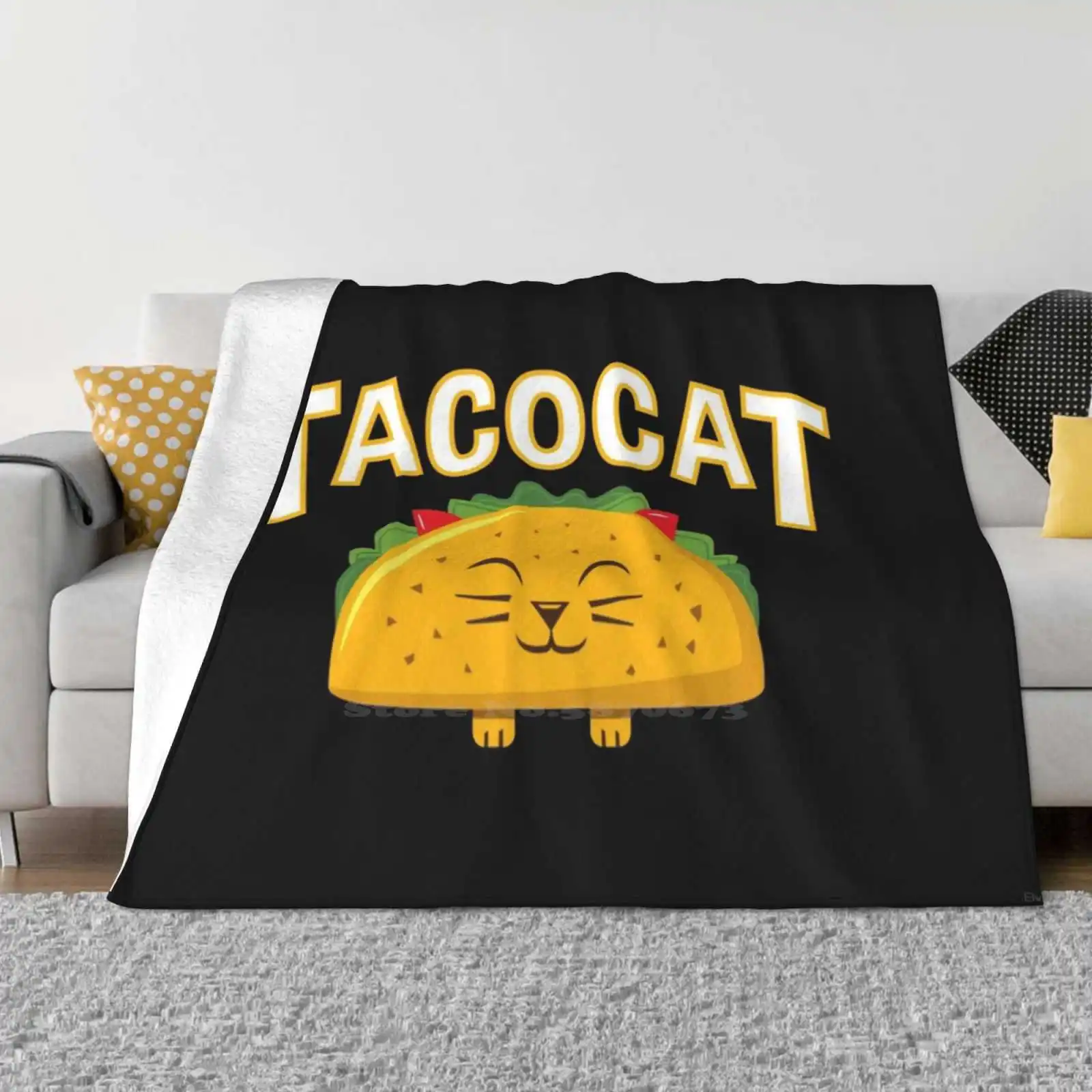 Cute Tacocat New Selling Custom Print Flannel Soft Blanket Funny Cute Palindrome Meme Taco Cat Spelled Backwards Is Tacocat