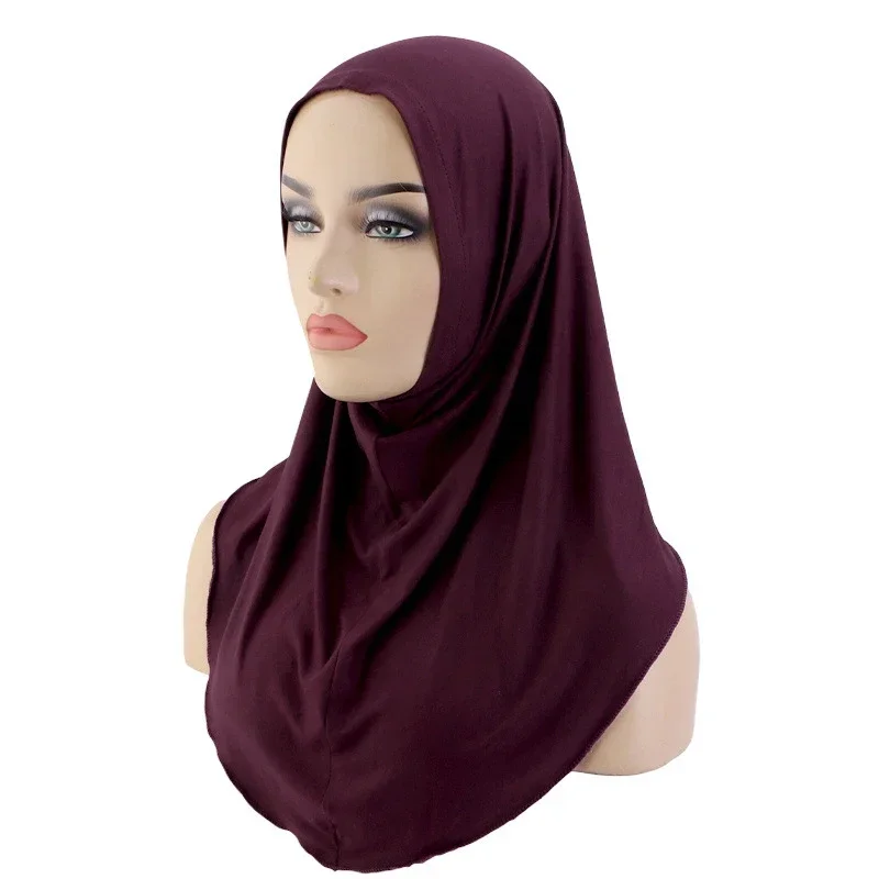 One Piece Amira Modal Cotton Hijab Muslim Women Instant Scarf Turban Islamic Head Wrap Pull On Ready Made Niqab Pray Hijabs Arab