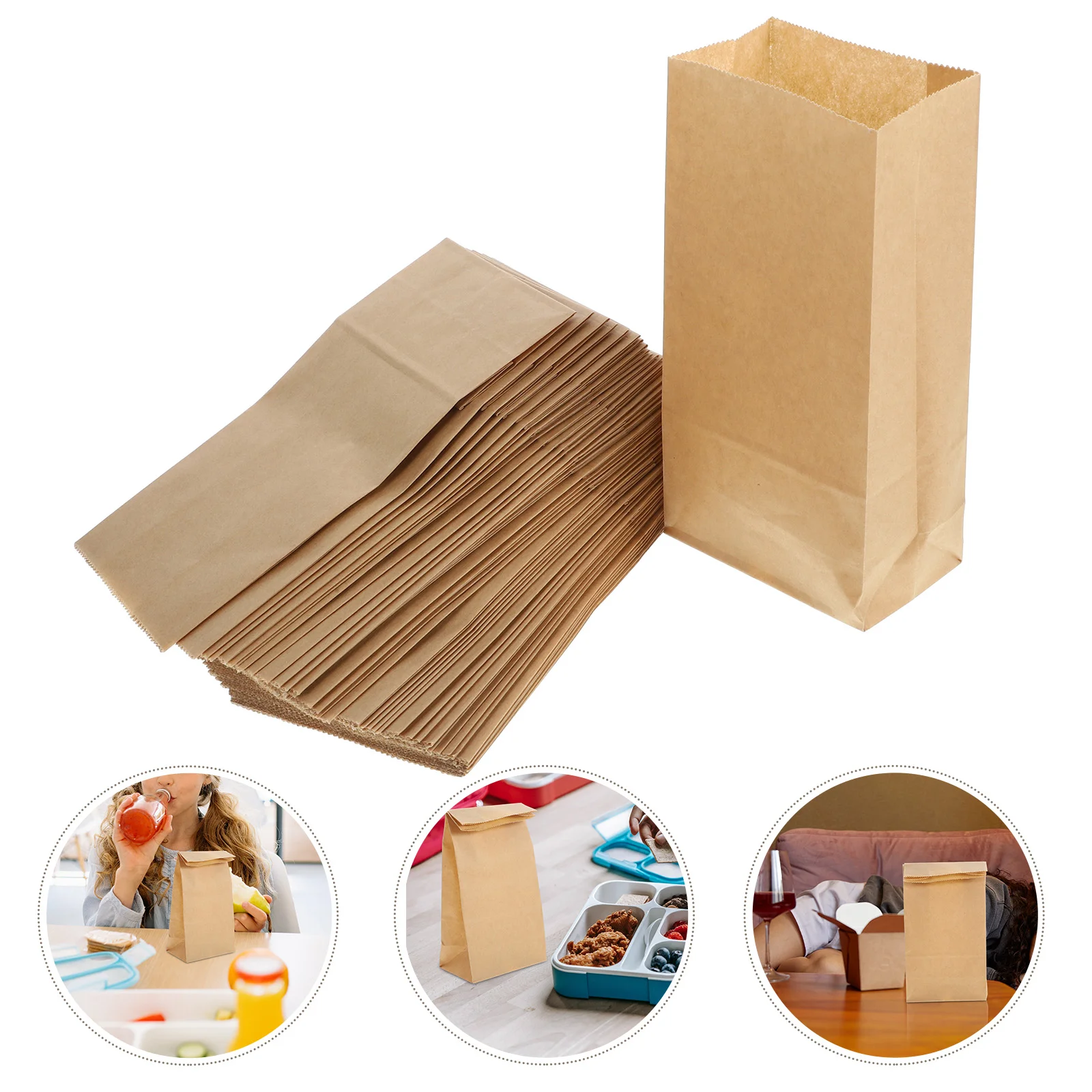 

100 Pcs Paper Lunch Bags for Candy Storage Pouch Bread Kraft Paper Bakery Bags Packaging Sandwiches Candy Storage