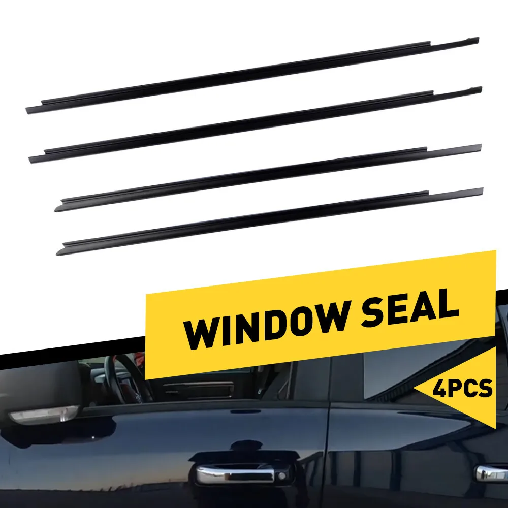 

4x Weatherstrip Window Moulding Trim Seal Belt Kit For 09-21 Dodge Ram 1500 2500
