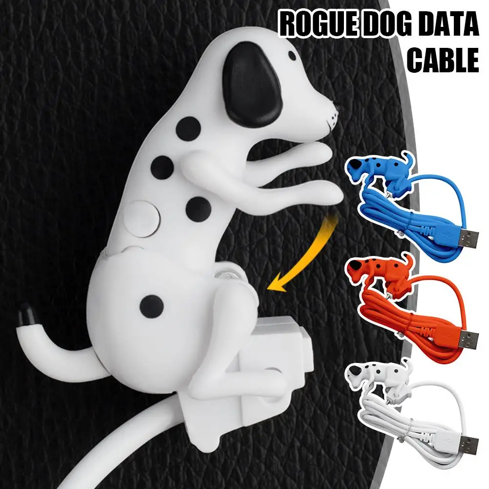 Cute Spotty Dog USB Charging Cable Funny Moving Puppy Design Fast Charger Cord Creative Type-C Data Cable for Smartphones
