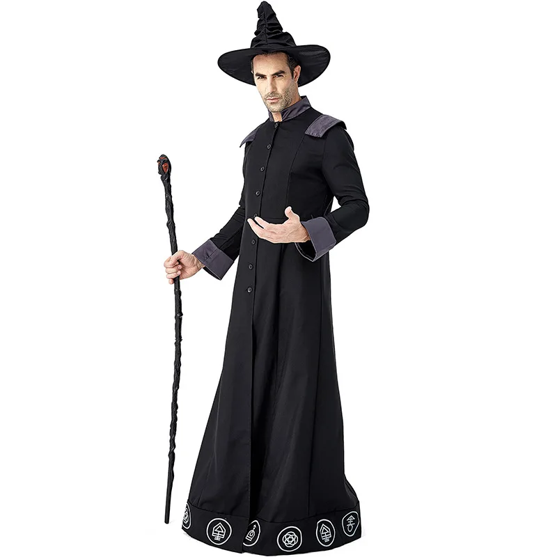 Volwassen Magic Wizard Sorcerer Warlock Kostuum Goochelaar Cosplay Voor Mannen Halloween Purim Party Kostuums Fancy Dress