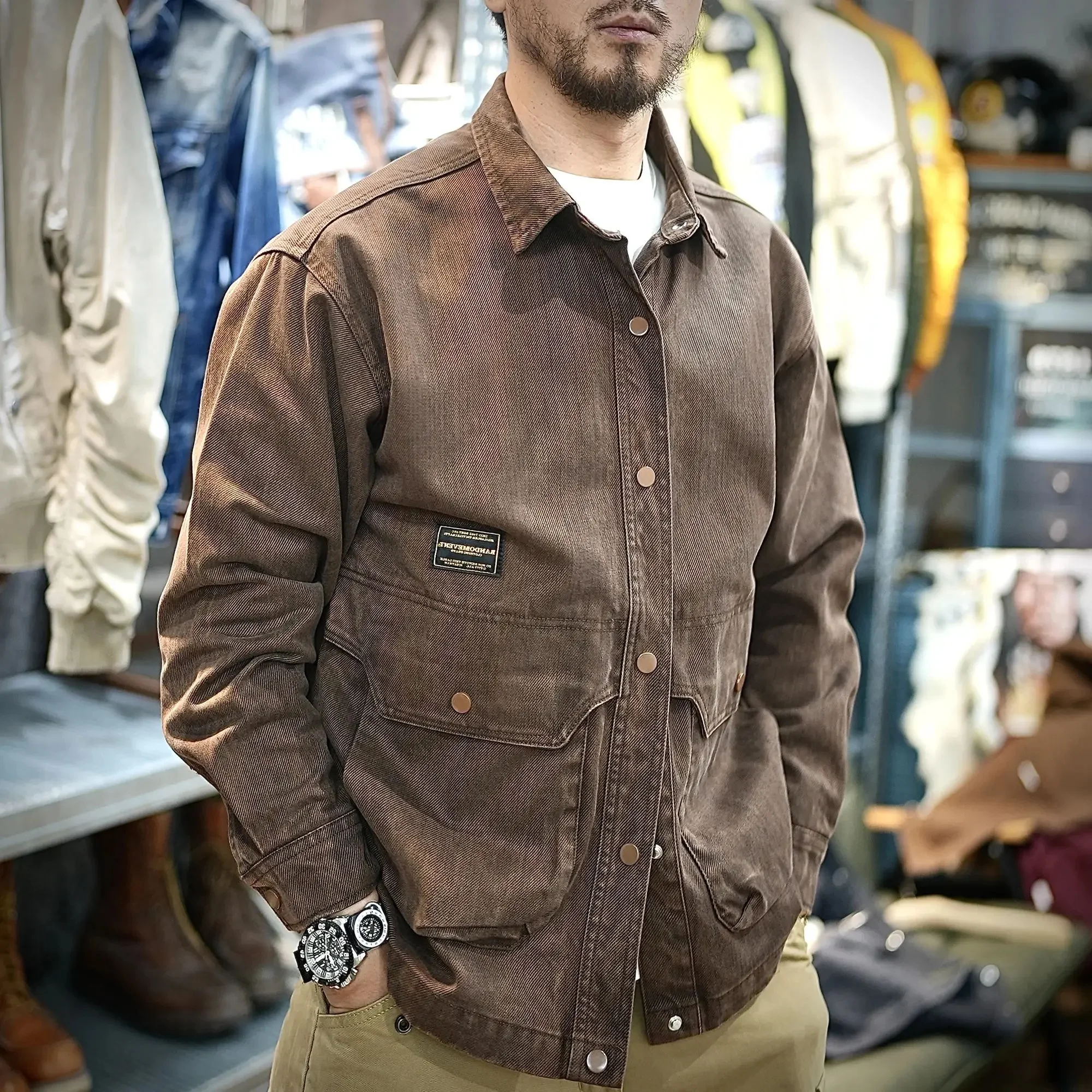 

2026 new fashion brand Plankton Shuai denim high quality jacket loose shirt