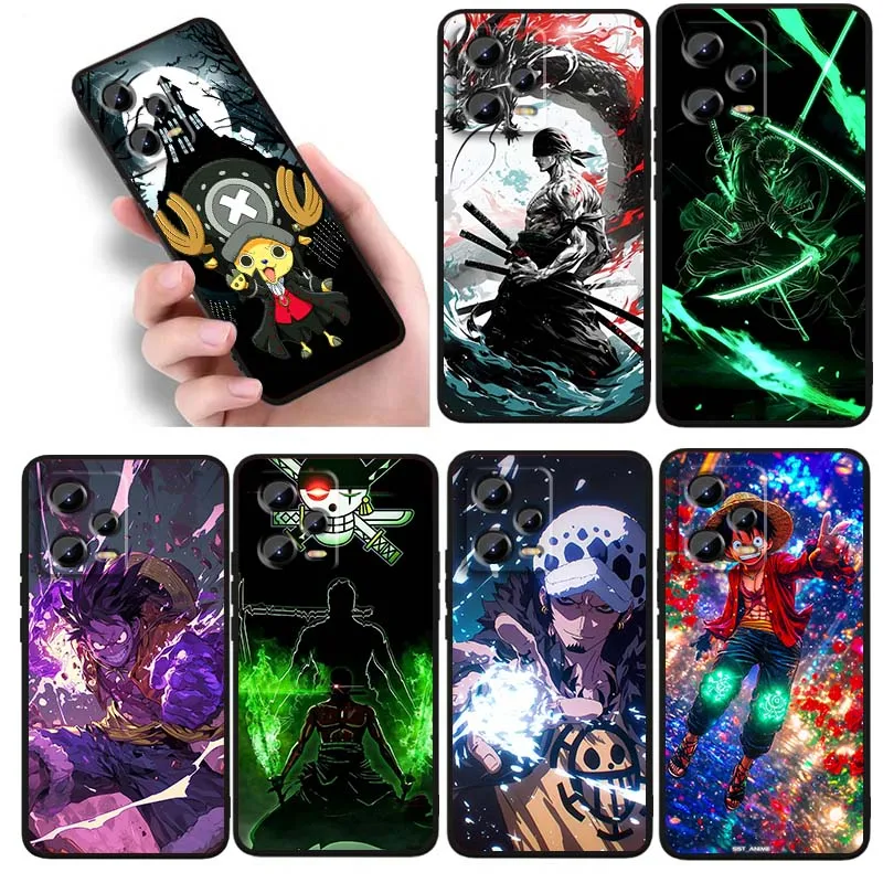 

Hot Anime Luffy Zoro Cool Phone Case For Xiaomi Redmi Note 15 14 13 12 12S 11E 11 11S Pro Plus 4G 5G Black