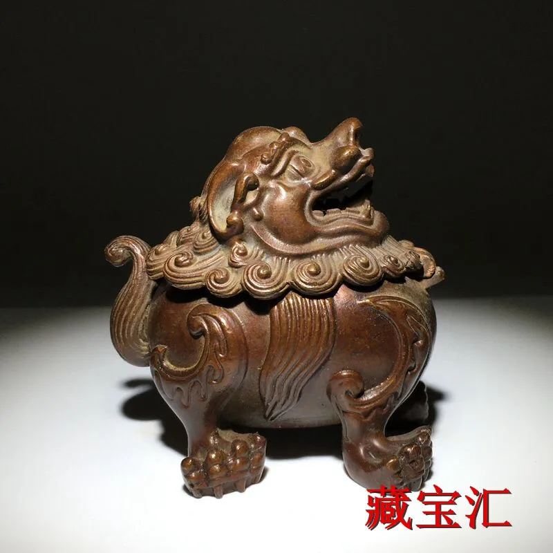 Antique Brass Chaotianhou Suanni Incense Burner Old Collection Lucky Old Collectible Vintage Copper Ware
