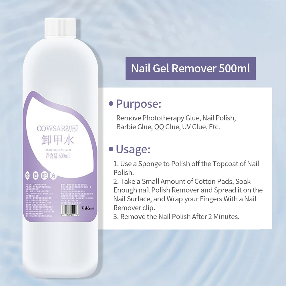 Removedor de gel para unhas, 500ml/1000ml, limpador de esmalte, escova, esmalte em gel uv, remoção rápida, líquido, cuidados com manicure, ferramentas para arte em unhas