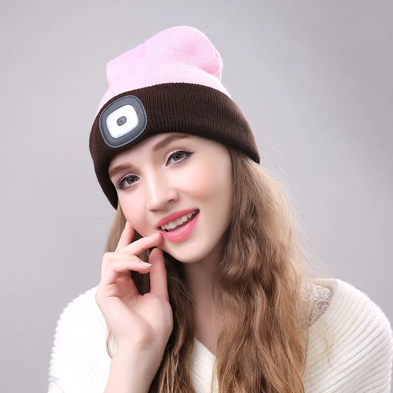 

New High Quality Comfortable Novelty LED Knit Beanie Hat Battery Operated Light Knitted Hat Cap for Outdoor Fishing Hiking -MX8