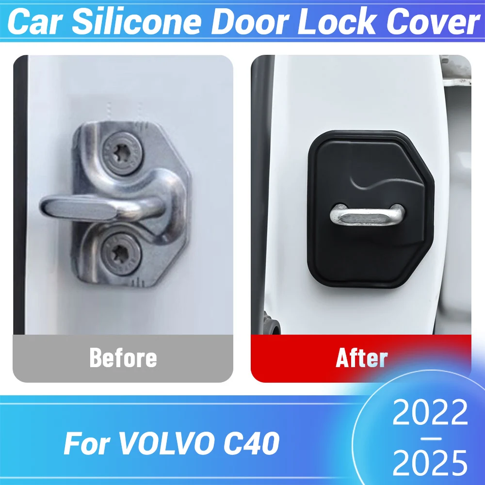 

Car Door Lock Silicone Buckle Protector Cover For VOLVO C40 2022 2023 2024 2025 Car Door Latch Anti-collision Accessories