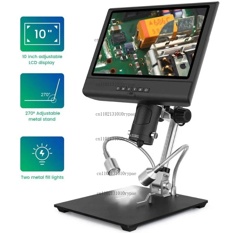 AD209 10-inch Adjustable LCD Microscope, 1080P for Mobile Phone & Watch Repair, SMD/SMT Applications