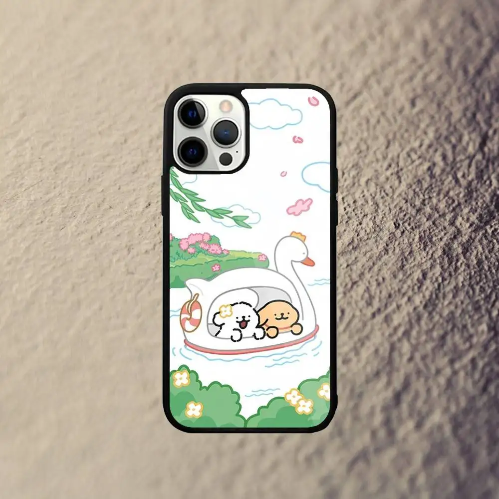 Korea Line Puppy Malteser Handyhülle für iPhone 17,16,15,14,13,12,11,Pro,Max,Plus,Mini,SE4,E Magnetisches Magsafe Wireless Charging