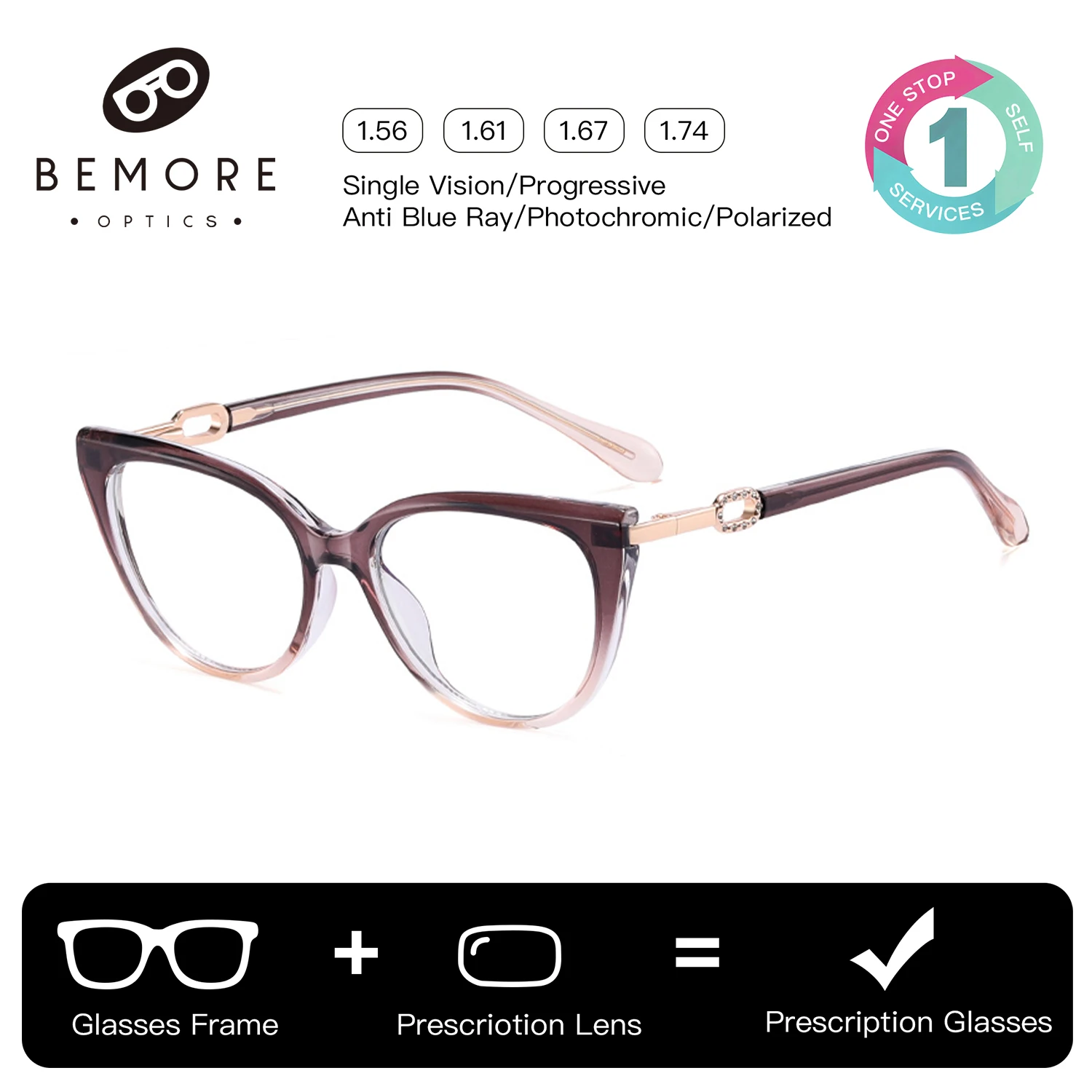 

Очки BEMORE Fashion Square, ручной работы, из ацетата, прогрессивные, для женщин, с защитой от синего света, в форме бабочки, мультифокальные, по рецепту