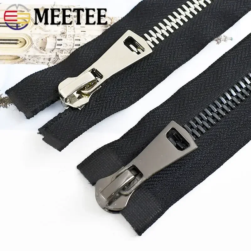 1Pc 8# Metal Zipper 70/80/90/100cm Open End Doule Slider Zippers Repair Kit Auto Lock Zips Bag Garment Jacket Sewing Accessories