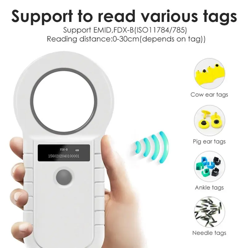B29C-134.2Khz RFID Animal Chip Reader 15 Digits Pet ID Scanner EMID FDX-B Microchip Tag Registration For Cow Fish Dog Durable Bl