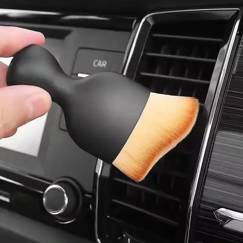 Car Interior Cleaning Brush Conditioner Air Outlet Soft Fur Clean Brushes with Shells Crevice Dust Removal Detailing Brush Tools