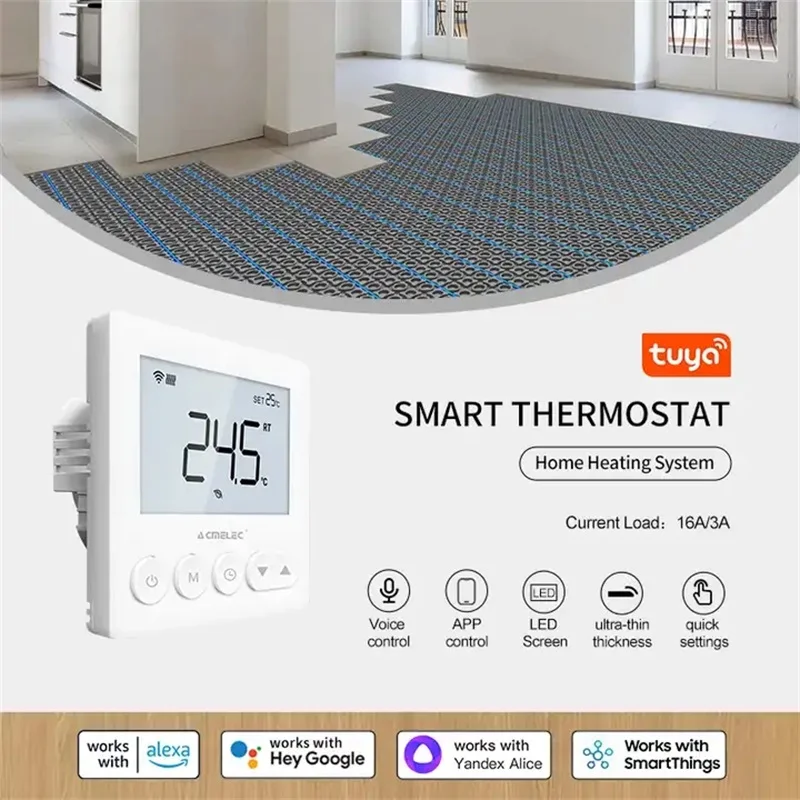 Imagem -02 - Tuya Wifi Inteligente Piso Aquecimento Quarto Termostato Inteligente Quente Underfloor Aquecimento Temperatura Controlador Zigbee 3a 16a