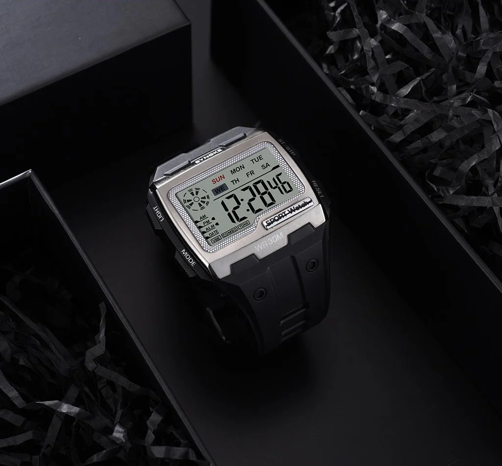 CE47 นาฬิกาผู้ชายย้อนยุคพร้อมจอแสดงผลขนาดใหญ่ นาฬิกาอิเล็กทรอนิกส์กันน้ําไฟกลางคืน นาฬิกาสปอร์ตกลางแจ้ง นาฬิกาสําหรับผู้ชาย