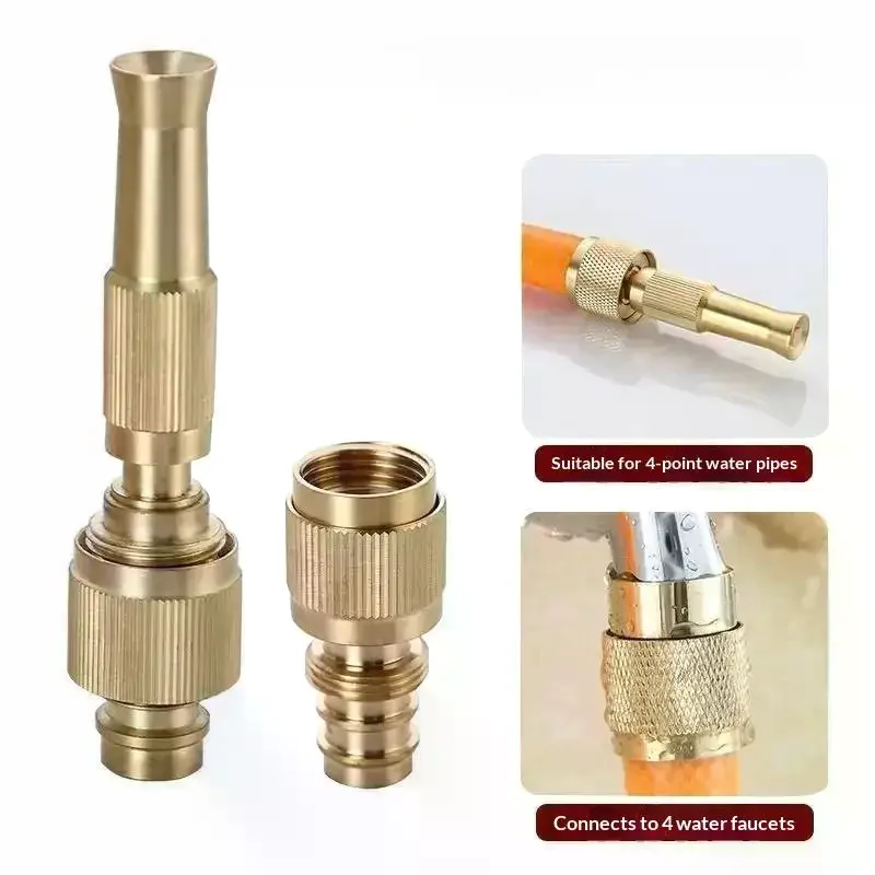 1/2 PCS Brass High Pressure Spray Nozzle Water Adjustable Quick Connector Home Garden Use
