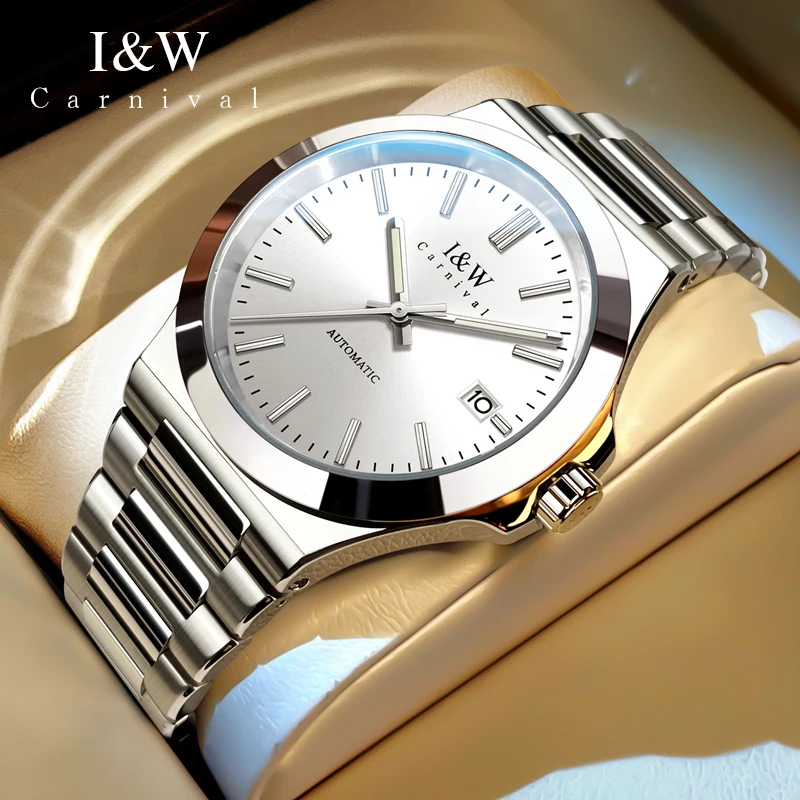 Carnival Brand I&W High-end Series Mechanical Watch Men Business Luxury Imported Movement Automatic Watches 50M Waterproof Clock