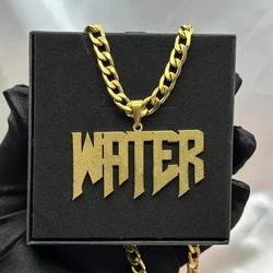 New Custom 4mm-7mm Cuban Chain Frosted necklace Movable 18K Gold Big Name Pendant Necklace Stainless Steel Hip Hop Jewelry