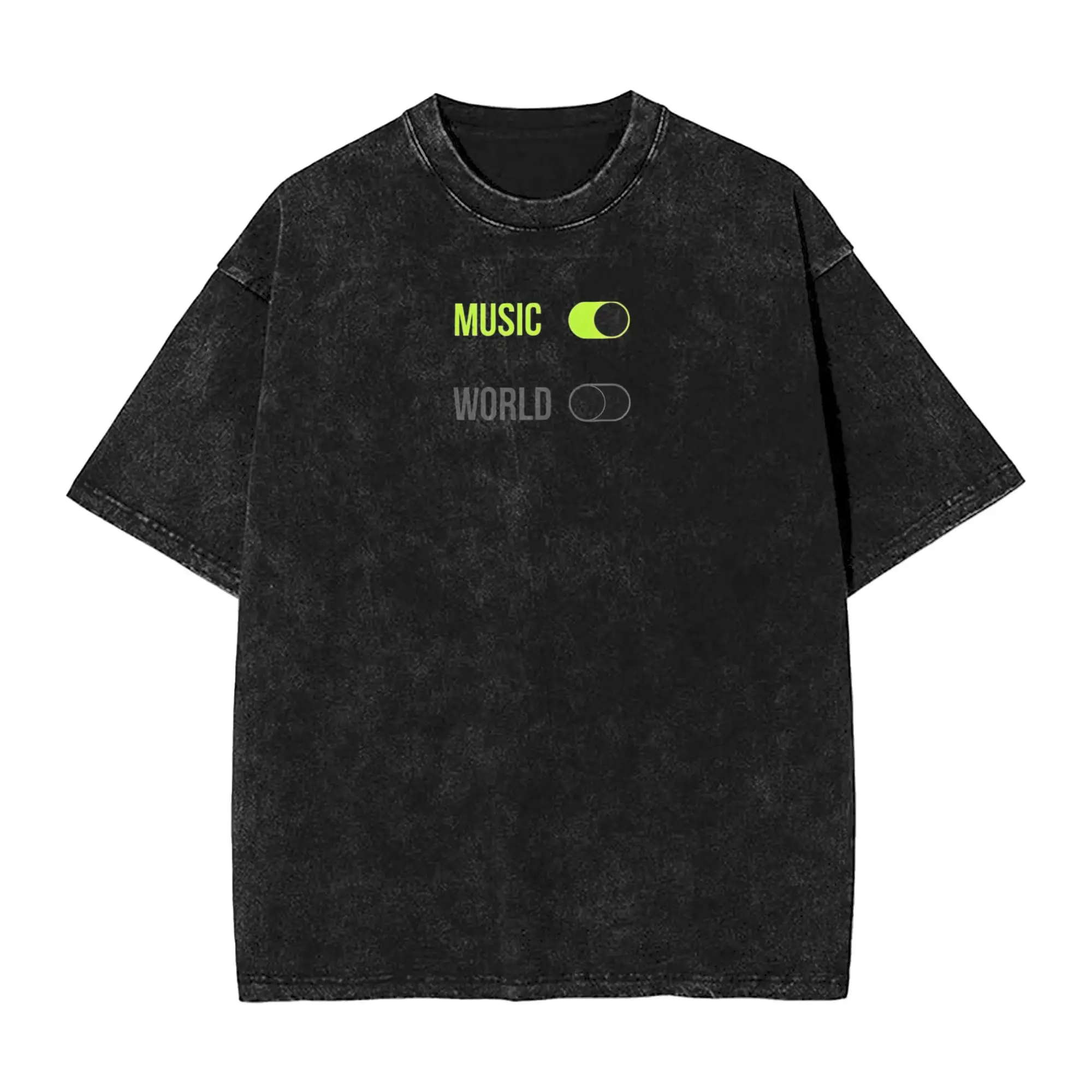

Music World Washed T-Shirt Men Street Style Casual T-Shirts Summer O Neck Hip Hop Tees Design Oversized Clothing