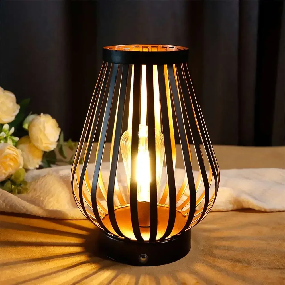 Dimmable Touch Bedside Table Lamp 8.5''H Rechargeable Battery Powered Lamp with LED Edison Style Bulb Cordless Accent Lamp