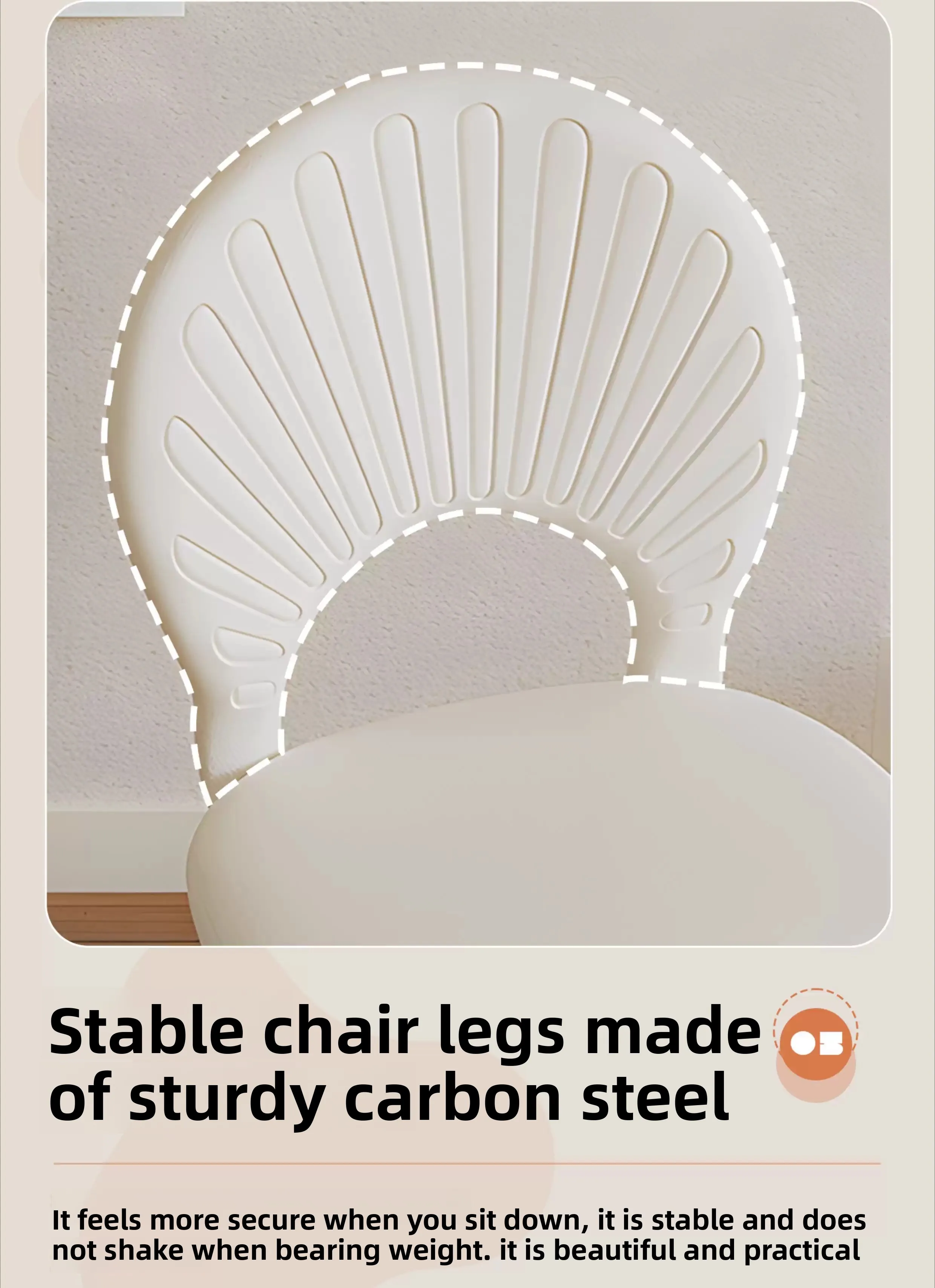 Cream Style Dining Chair, New Chair French Soft Bag Back Chair, Simple Household, Shell Chair