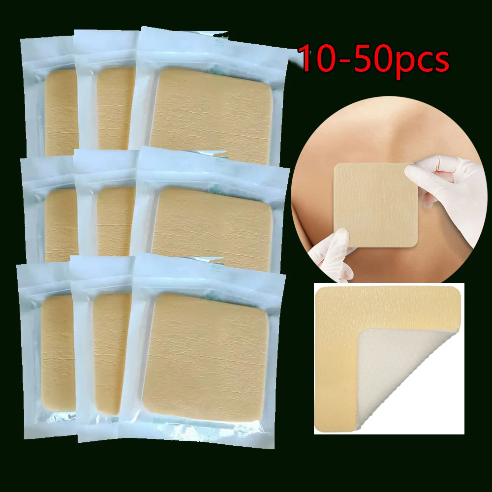 

10-50pcs Silicone Adhesive Dressing Wound Absorbent Dressing Foam Wound Healing Foam Absorbent with No Border