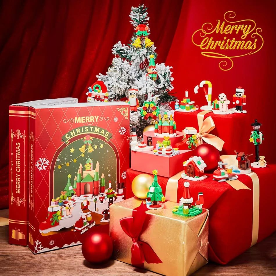 

New Christmas book DK714 surprise blind box building blocks set Christmas calendar model and box assembly creative toy bricks ch