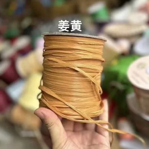 120 g/rollo de bolsa de ganchillo de hierba de rafia mate, hilo de hierba de algodón de imitación, sombrero tejido a mano para manualidades de ganchillo, 220M