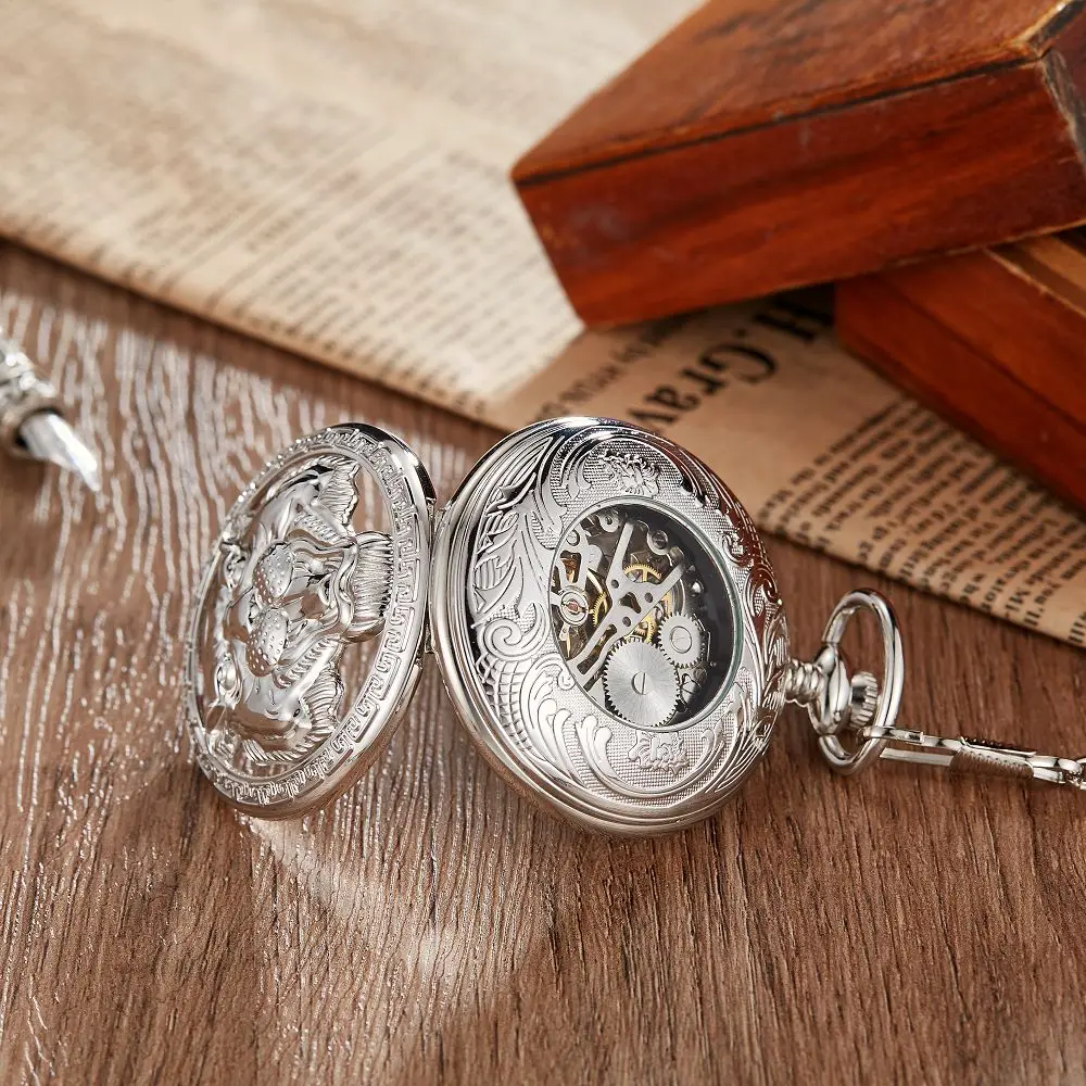 New Design Creative To My Son Lion Bear Love Dad Quartz Pocket Watch Men Fob Chain Best Gift For Son and Dad 2023