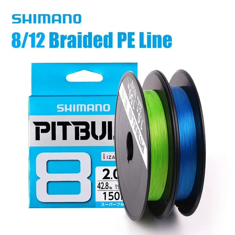 SHIMANO PITBULL PE Fishing Line Braided 8/12 Strand 150-200M 13.9-43.7LB Multifilament Line Carp Linhas Pesca For Sea Freshwater