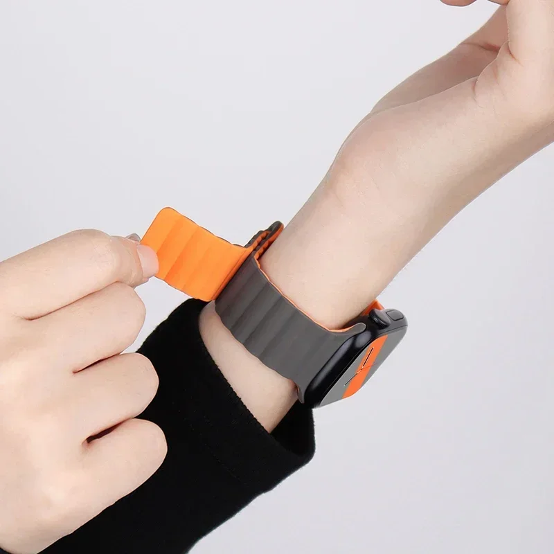 Magnetic Strap For Apple Watch Bands 45mm 38mm 49mm 40mm 42mm 41mm Silicone Sport Bracelet iWatch Series ultra 9 6 5 7 8 se 46mm image 5