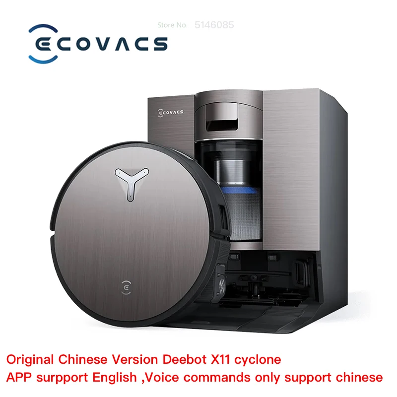 

ECOVACS DEEBOT X11 Cyclone Robot Vacuum and Mop, 19500Pa Strong Suction, PowerBoost Charging, Bagless OMNICYCLONE Station