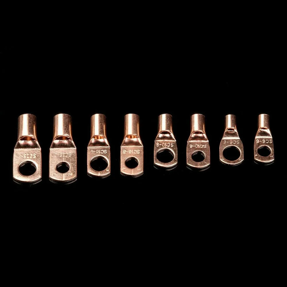 60pcs Tinned Copper Tube Terminals Battery Welding Cable Lug Ring Crimp Connectors Kit SC6 SC10 SC16 SC25 Electrical Supplies