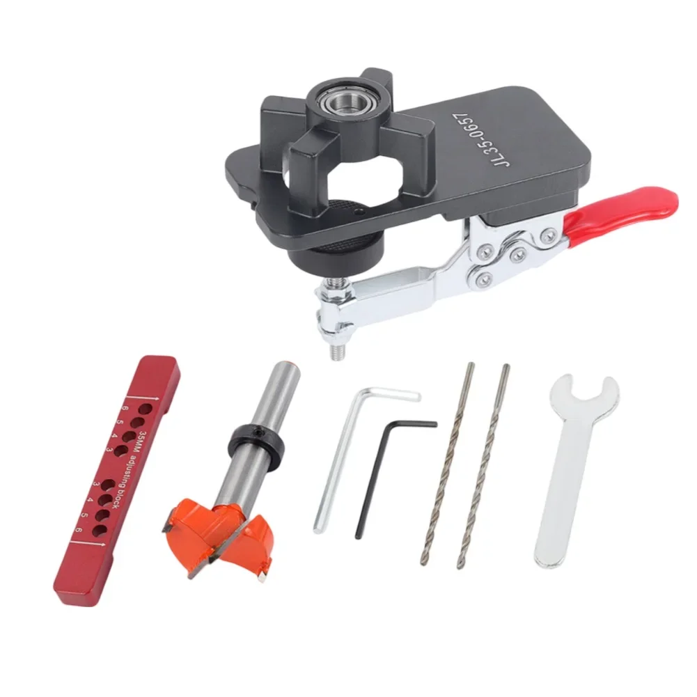 

Эффективный инструмент для установки шкафа. Приспособление для скрытых петель диаметром 35 мм с регулируемой глубиной и стабильной резьбой по краям.