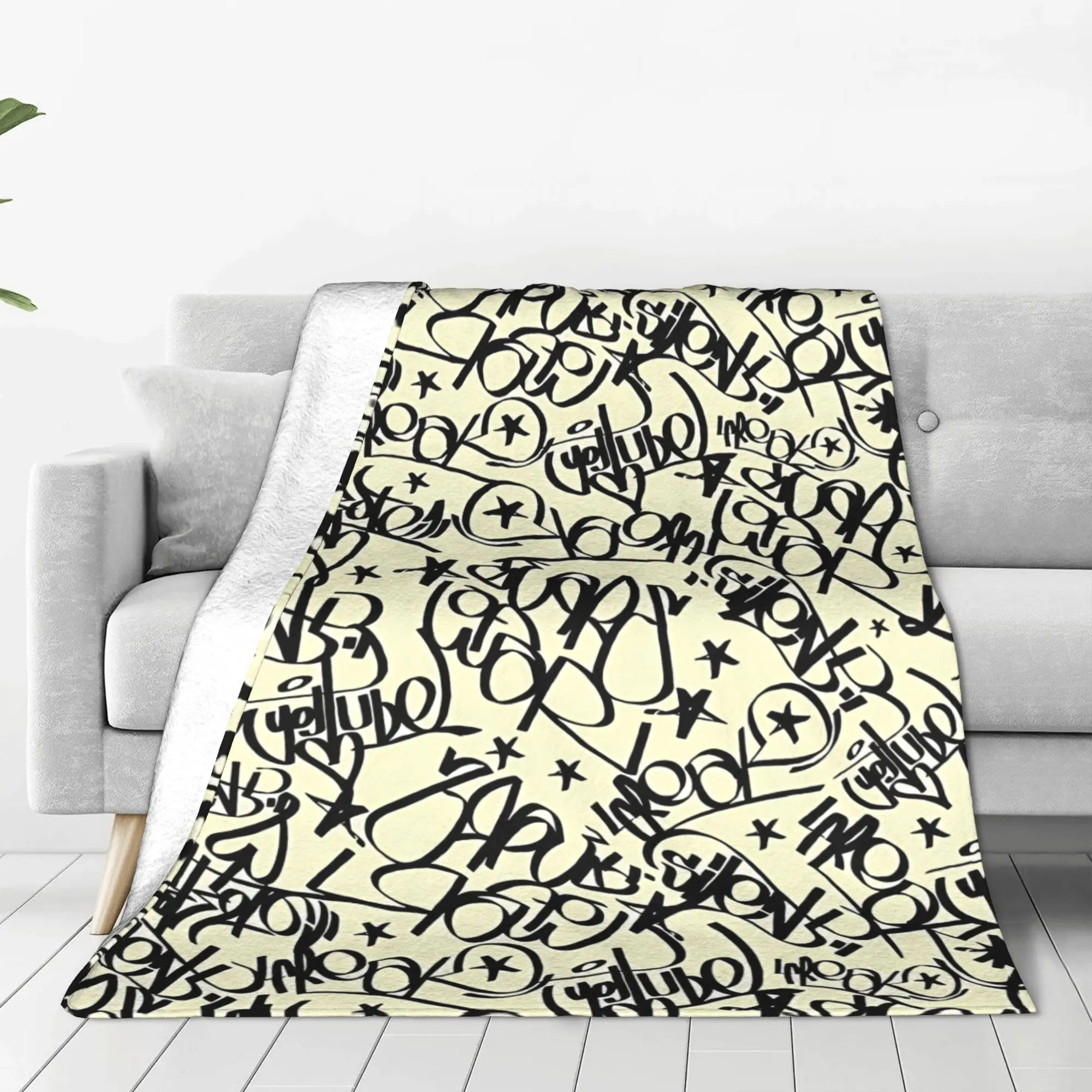 1PC Home Cute Room Decor Seamless Urban  Blanket Throw Blanket Graffiti Novelty Warm Blanket All Season
