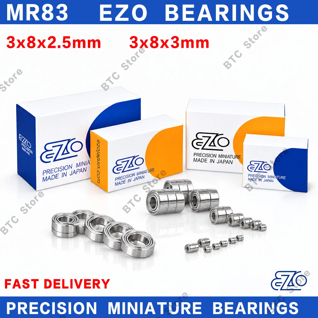 10Pcs Japan EZO Bearing ABEC-9 MR83 MR83ZZ 3x8x3mm 3x8x2.5mm Miniature Ball Bearings