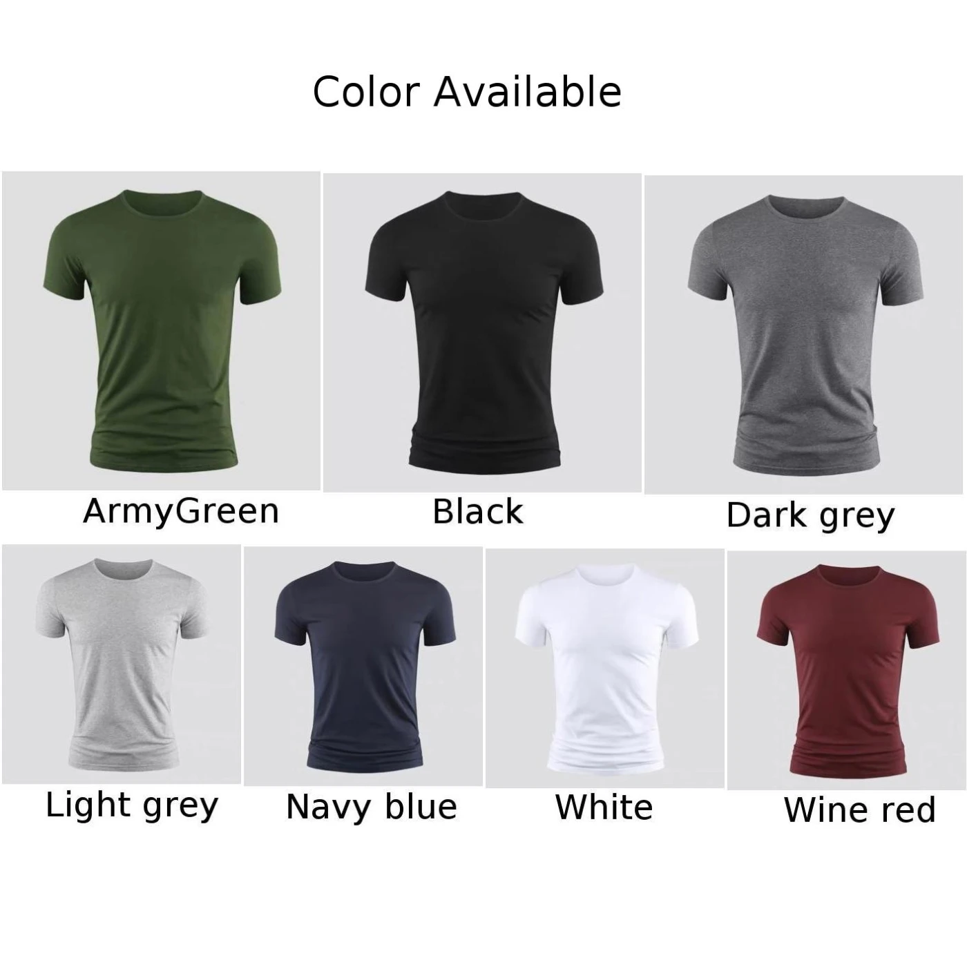 Summer Men\'s Short Sleeve T-Shirt Basic Plain Casual Gym Muscle Crew Neck T-shirts Slim Fit Tops Tee Clothing For Man