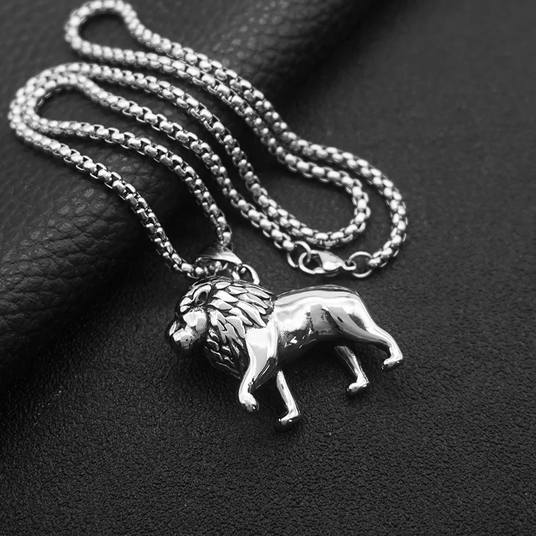 Domineering Lion Animal Pendant Necklace Men\'s Hip Hop Rock Motorcycle Jewelry Gift