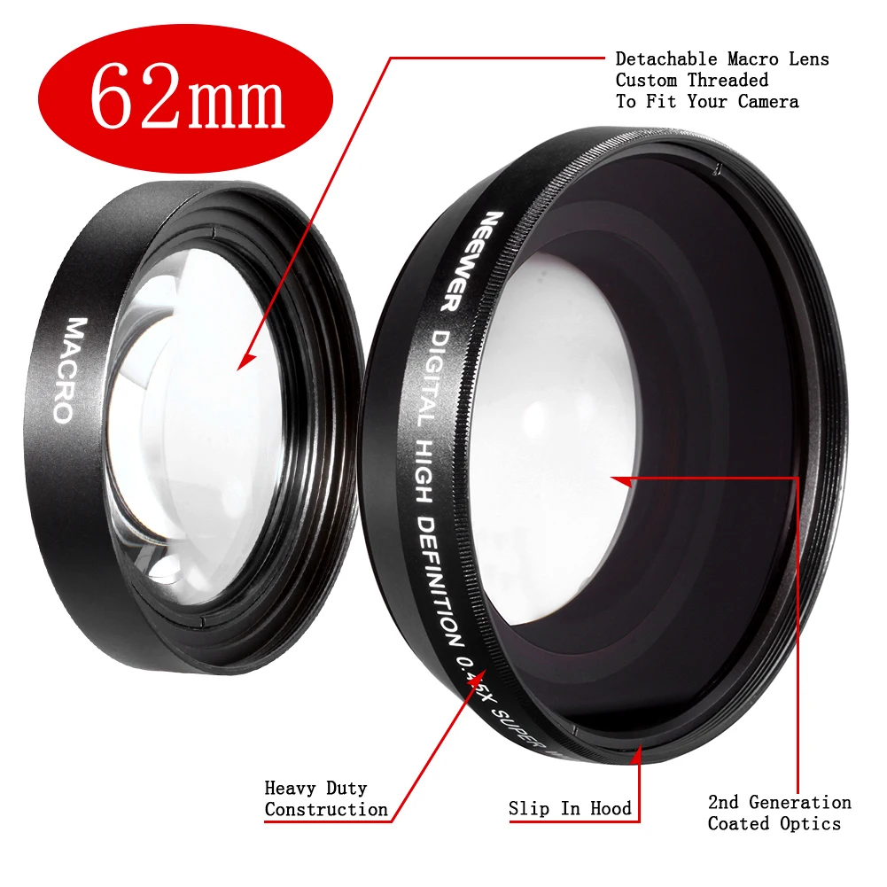 62mm 0.43X Wide Angle Macro Conversion Lens for sony HDR-XR520 VHDR-CX7 HDR-SR5 nikon canon pentax olympus DSLR camera