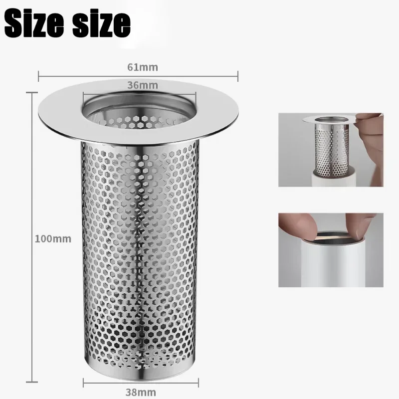 Stainless Steel Floor Drain Filter Mesh Kitchen Sink Anti-clog Filter Bathroom Hair Catcher Enduring Shower Leak Net Strainer