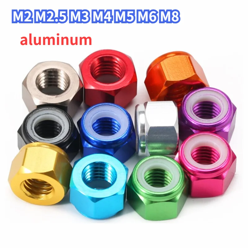 M2 M3 M4 M5 M6 Anodized Multi-color Colourful Aluminum Alloy Nylon Lock Nut