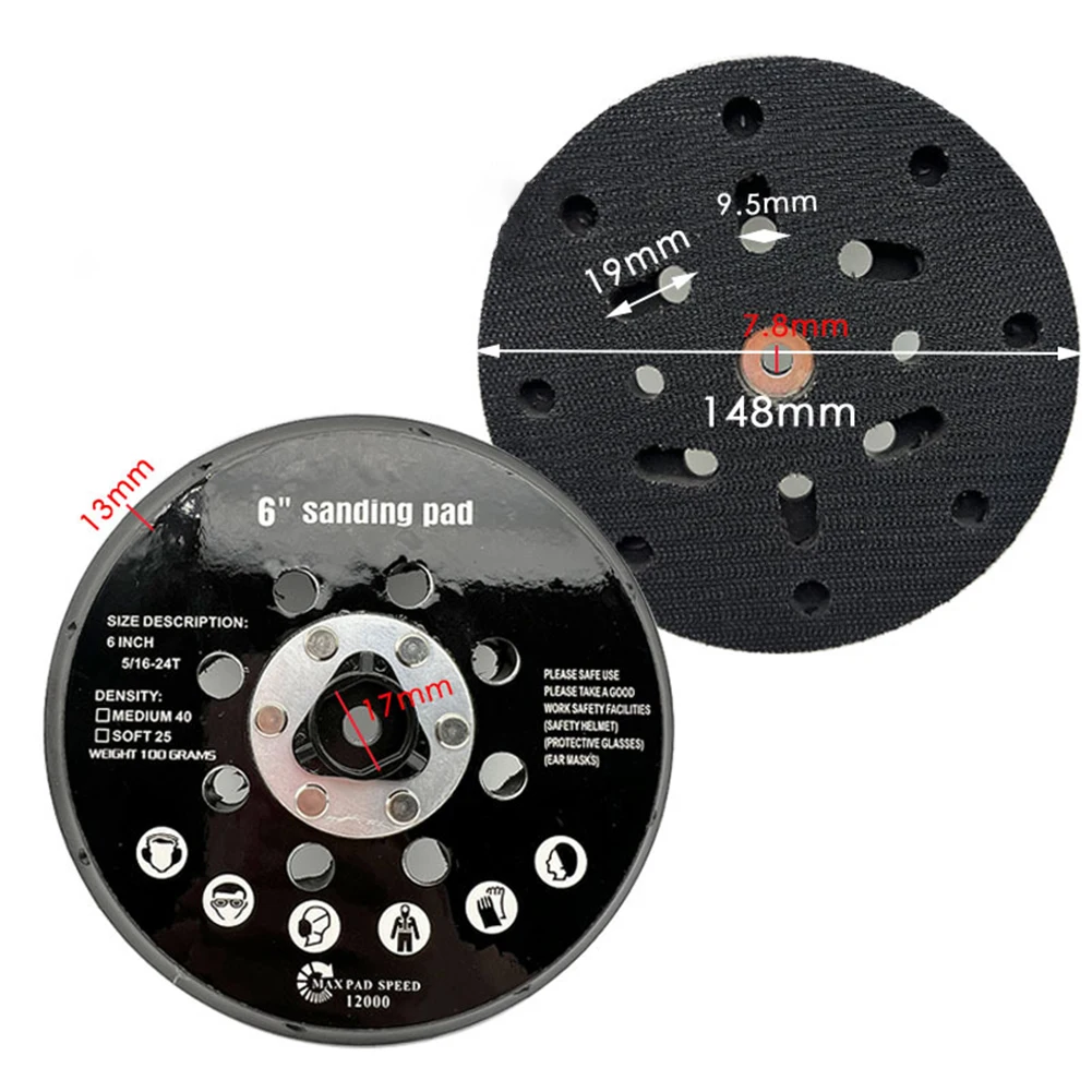 

1pc 6 Inch 150mm 17 Holes Sander Backing Pad Grinding Sanding Pad Sanding Disc Backing Plate Hooks & Loop Abrasive Power Tools