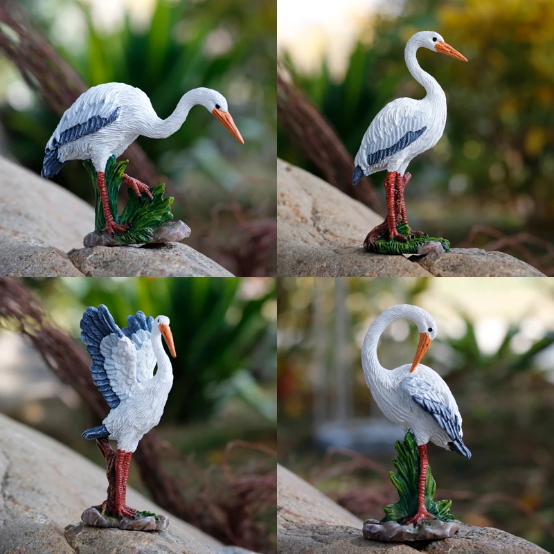 

Mini Cute Egret Crane Resin Statue Pastoral Flowerpot Micro Landscape Bonsai Fish Pond Landscaping For Home Desk Garden Decor