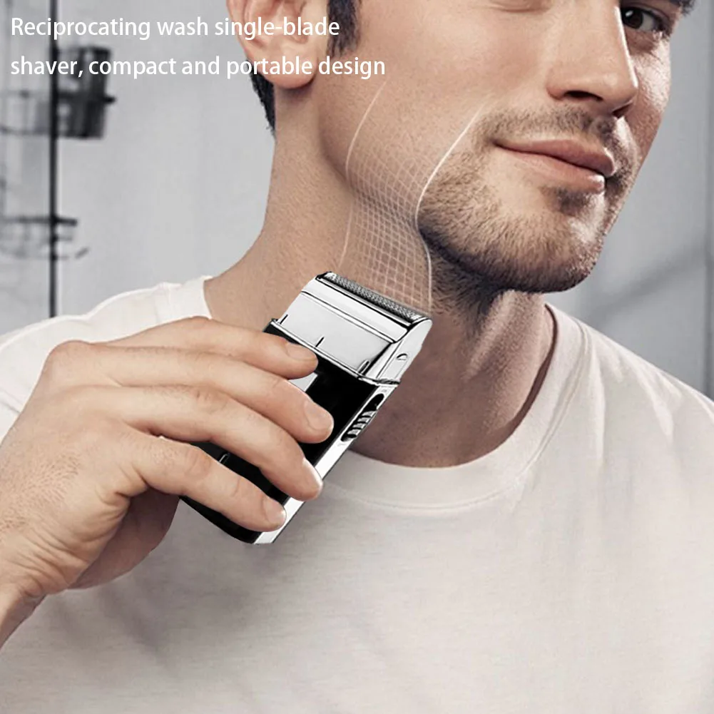 

Электрическая бритва, моющаяся электробритва, портативный грумер для волос на лице, перезаряжаемая беспроводная бритва для лица для парня, отца, подарок