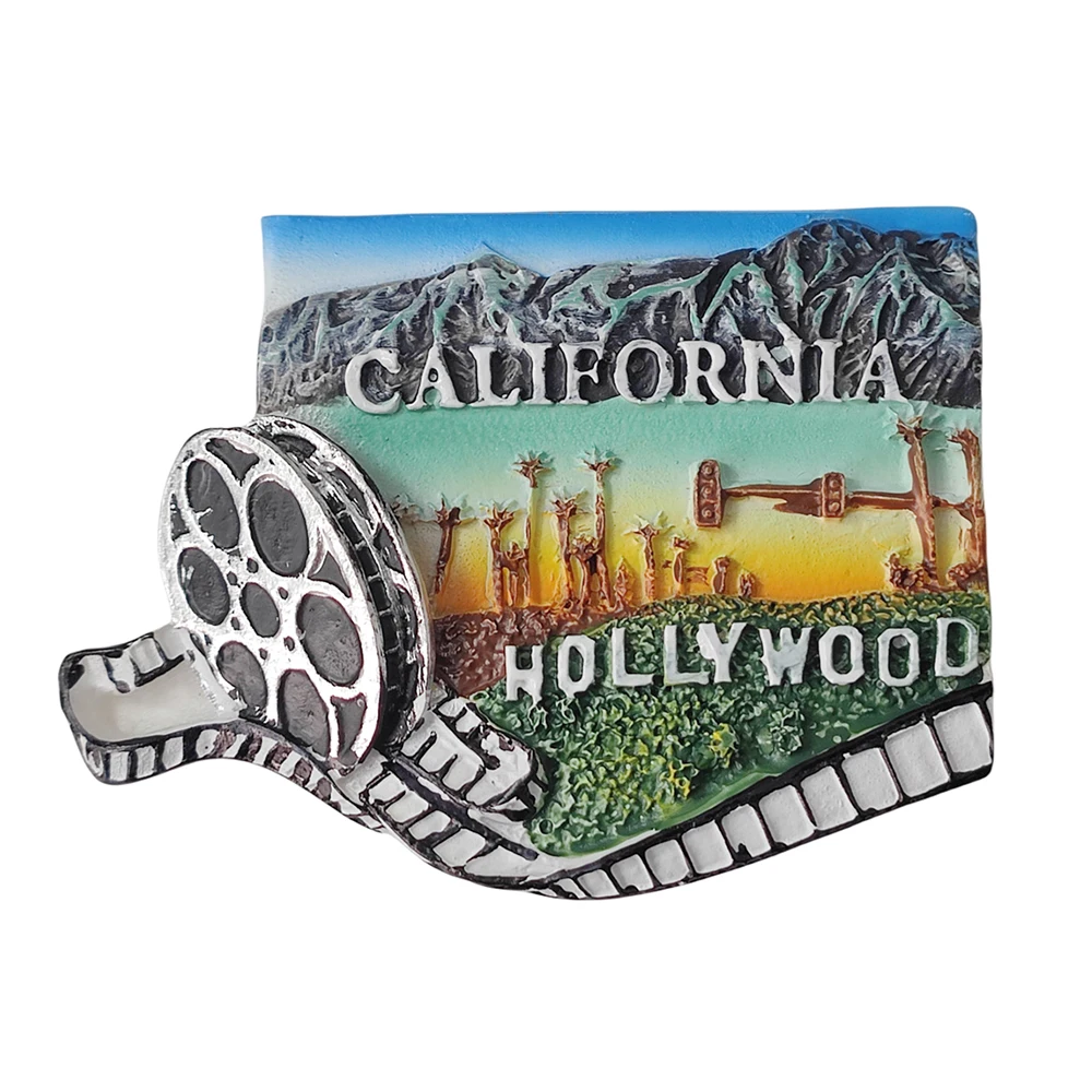 Hollywood California USA 3D Fridge Magnet Souvenir Gift,Resin Handmade Hollywood Refrigerator Magnet Home Decoration Collection