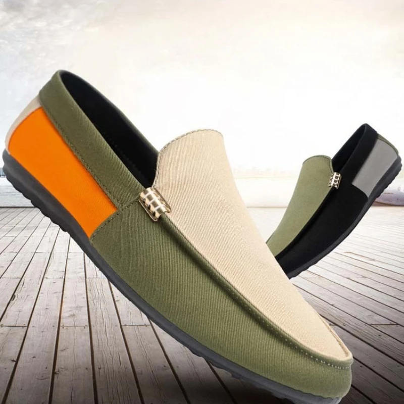 2026 New Arrivals: Fashionable Men's Shoes Large Colour Block Patchwork Loafers Versatile Stylish Student Shoes