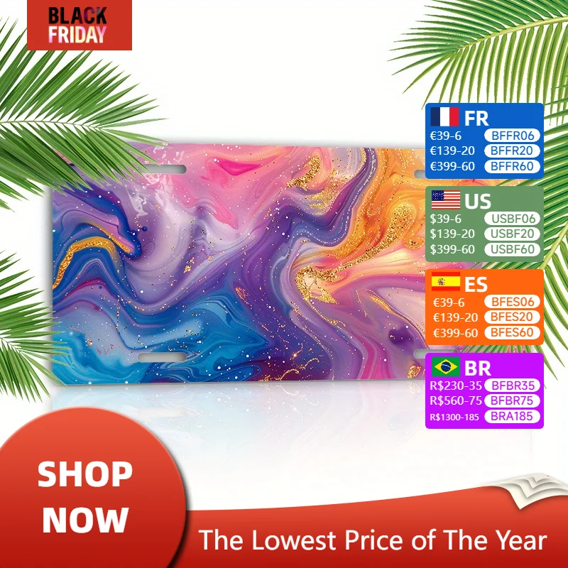 One UV-protected Abstract Art Aluminum License Plate - Scratch-resistant, Non-fading License Plate - 6x12 Inches