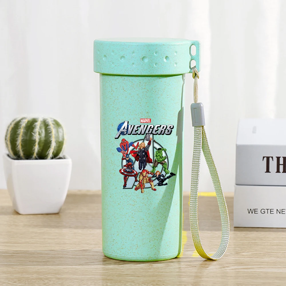 Портативная бутылка для воды Marvels Avengers, 350 мл, чашки для воды с героями мультфильмов для мальчиков и девочек, аниме, уличные герметичные спортивные чашки для воды, чашки для питья
