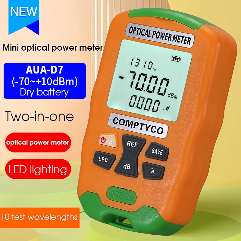 

Измеритель оптической мощности COMPTYCO AUA-D7/D5/DC7/DC5, инструмент для тестирования оптоволоконных кабелей, мини-тестер оптического волокна OPM со встроенной светодиодной подсветкой